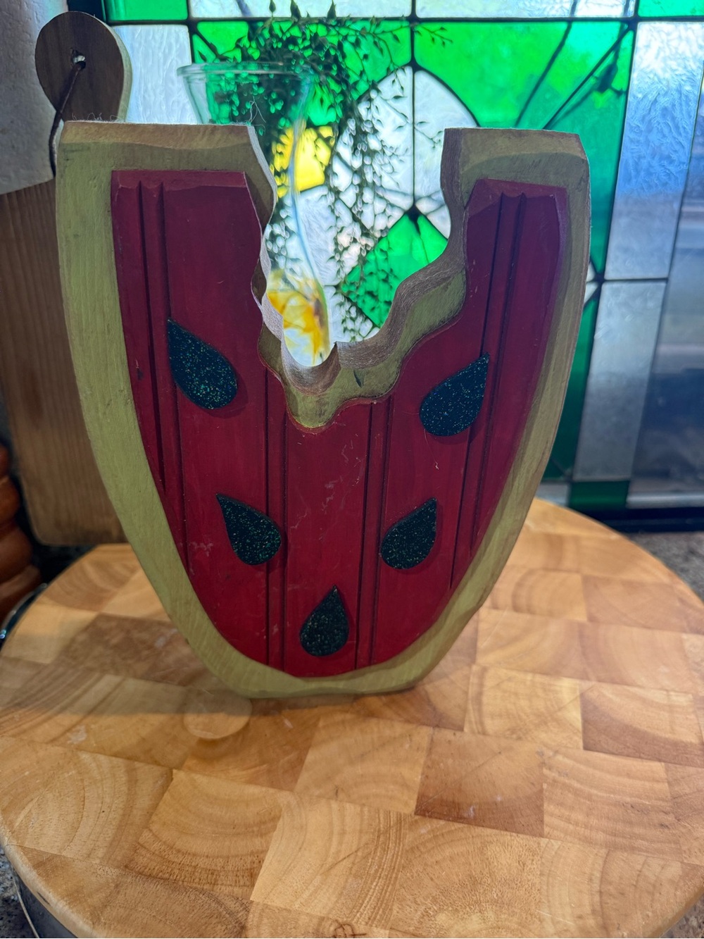 Handmade Wooden Watermelon Slice Shelf Sitter – 9.5” Rustic Summer Décor
